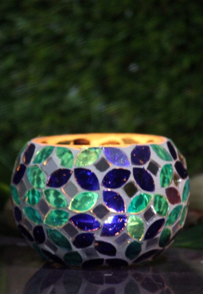 Glass Mosaic Candle Holder-2