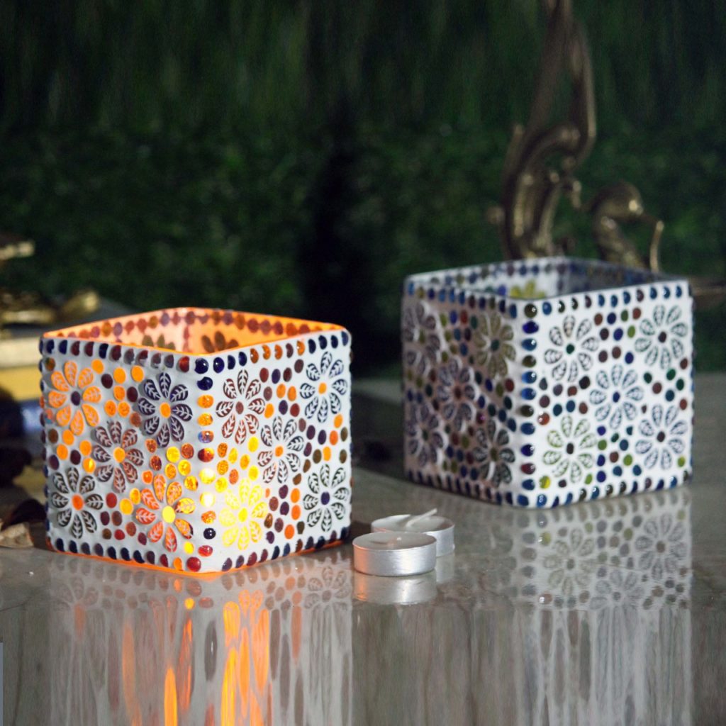 Glass Mosaic Candle Holder-3